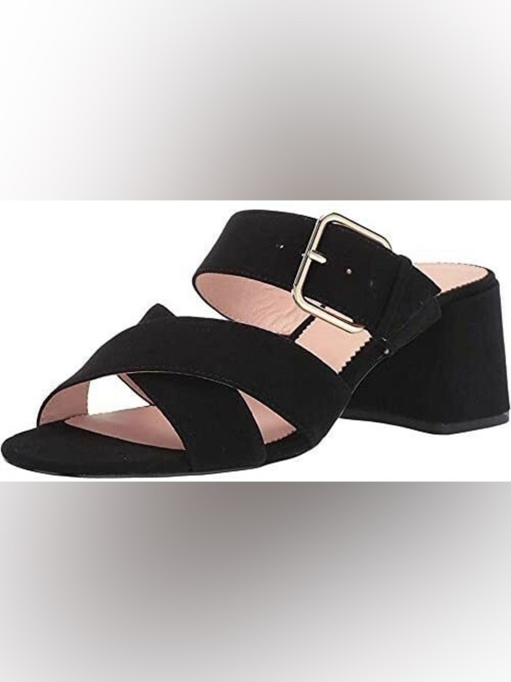 J. Crew Suede Penny Heeled Sandal Slide in Black